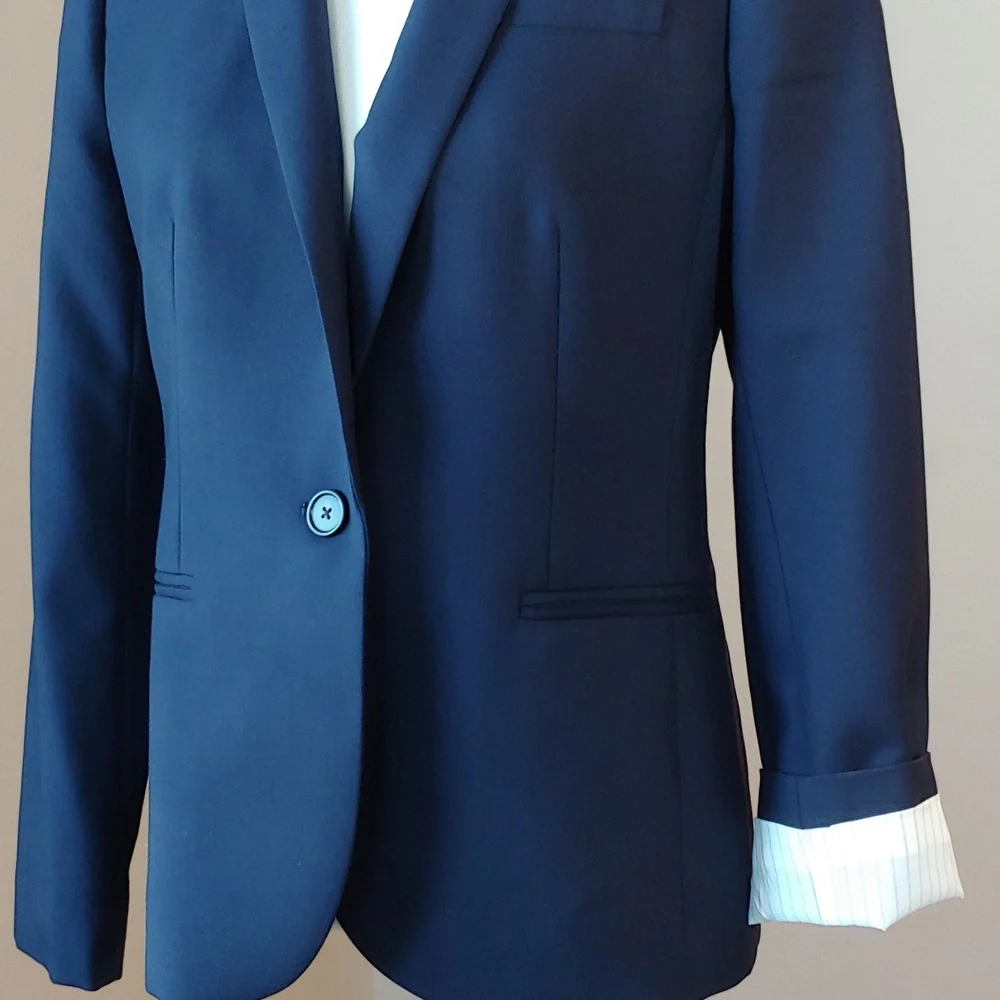 J. Crew Fine Wool Super 120s Button Blazer Coat in Navy Blue Women's size 8 - Picture 14 of 16
